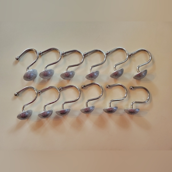 Sparkling Stainless Steel Shower Hooks Set of 12 - Picture 2 of 2